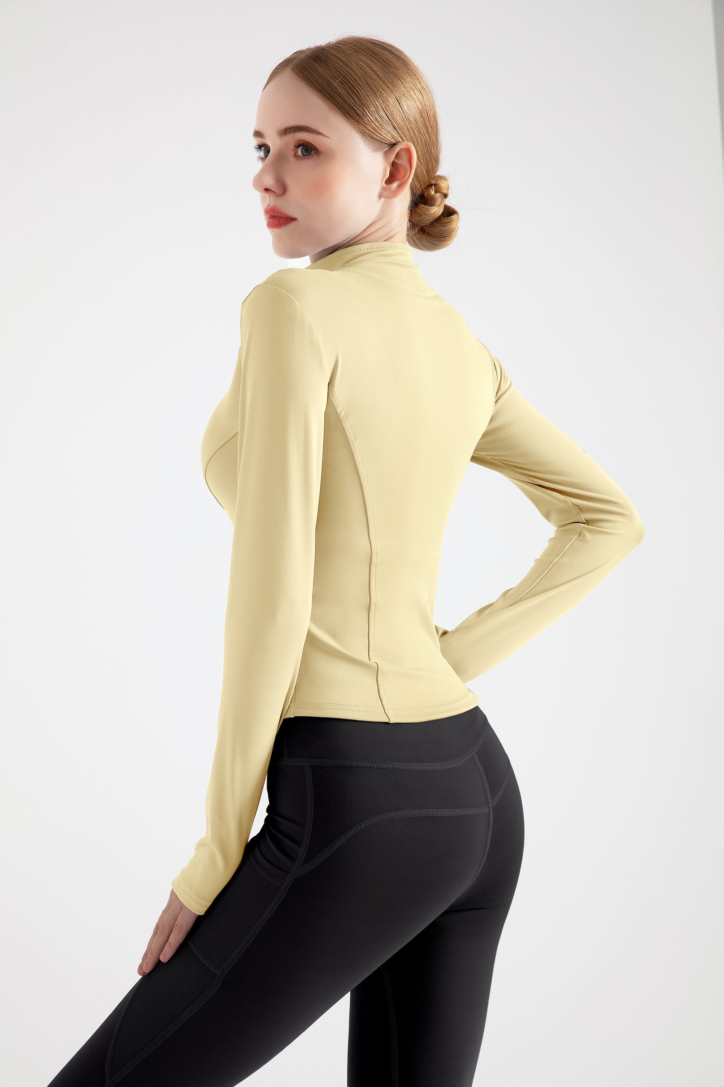 Women's Slimming Full-Zip Yoga Jacket | Stand-Up Collar Activewear with Thumb Holes